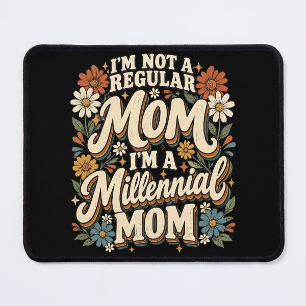 Item preview, mom retro floral typography quote for proud millennial moms designed and sold by ROUX-ART.