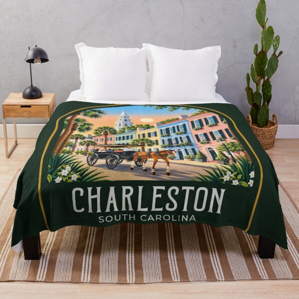 Item preview, Charleston Vintage Travel Illustration designed and sold by HomeLivingCo.