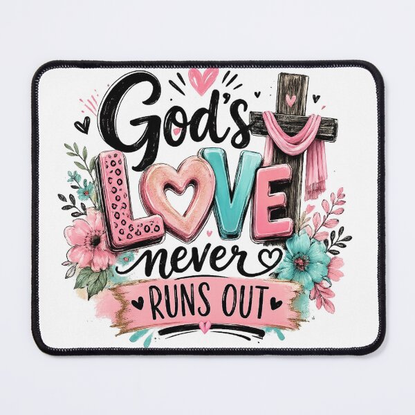 Item preview, God's Love Never Runs Out | Floral Cross Leopard Heart Christian Faith Design designed and sold by Uniquememorable.