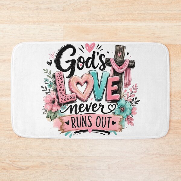 Item preview, God's Love Never Runs Out | Floral Cross Leopard Heart Christian Faith Design designed and sold by Uniquememorable.