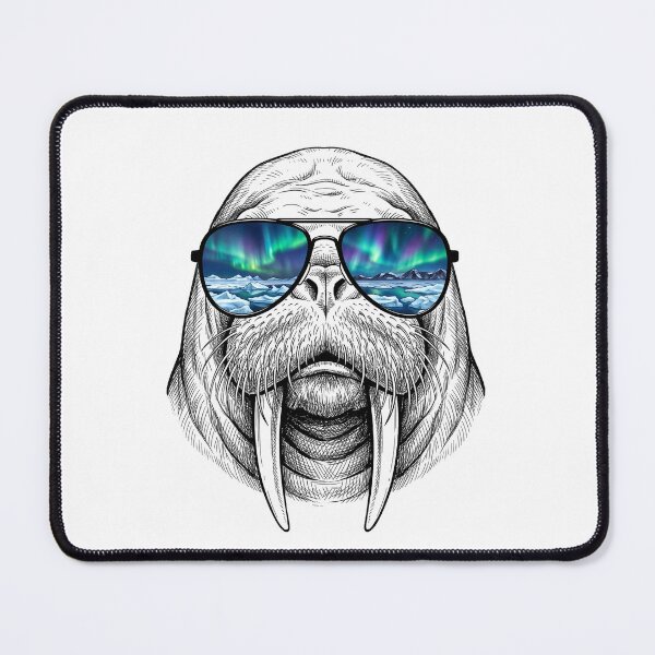 Item preview, Walrus Northern Lights Shades Reflection designed and sold by Bad-Decisions-Designs.