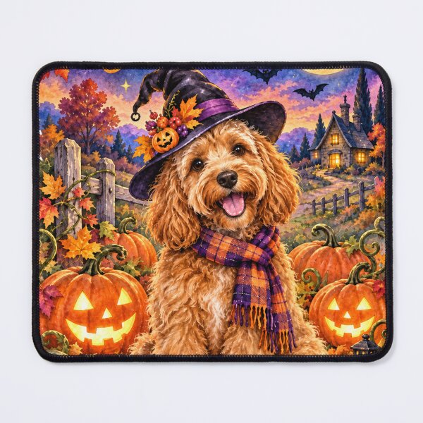 Item preview, Happy Halloween Cockapoo Dog Poster Whimsical Watercolor  designed and sold by TravelMarvel.