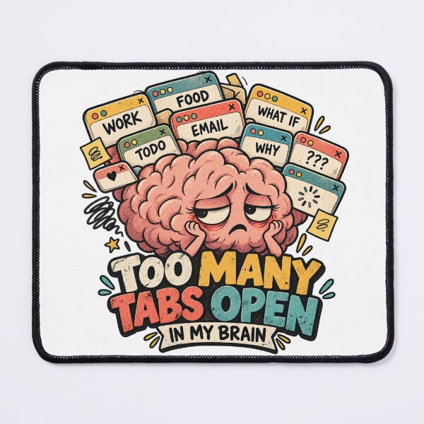 Item preview, Too Many Tabs Open in My Brain – Funny Overthinking Brain Humor designed and sold by KateVil.