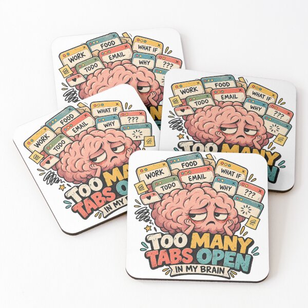 Item preview, Too Many Tabs Open in My Brain – Funny Overthinking Brain Humor designed and sold by KateVil.