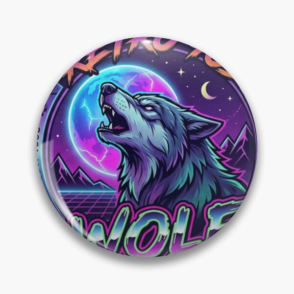 Item preview, 90s Vintage Howling Wolf | Cyberpunk Synthwave Graphic designed and sold by NightshadeWolfs.