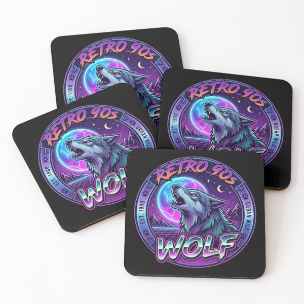 Item preview, 90s Vintage Howling Wolf | Cyberpunk Synthwave Graphic designed and sold by NightshadeWolfs.