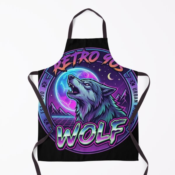 Item preview, 90s Vintage Howling Wolf | Cyberpunk Synthwave Graphic designed and sold by NightshadeWolfs.