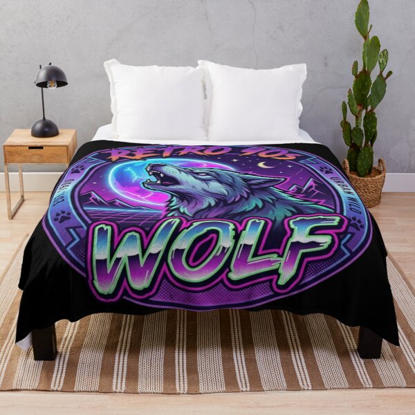 Item preview, 90s Vintage Howling Wolf | Cyberpunk Synthwave Graphic designed and sold by NightshadeWolfs.
