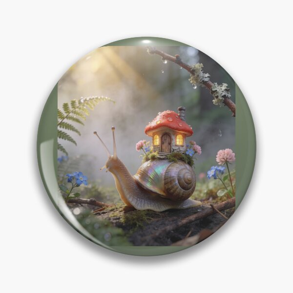 Item preview, Fantasy Snail with Cozy Mushroom Cottage on Shell designed and sold by OksArtStudio.