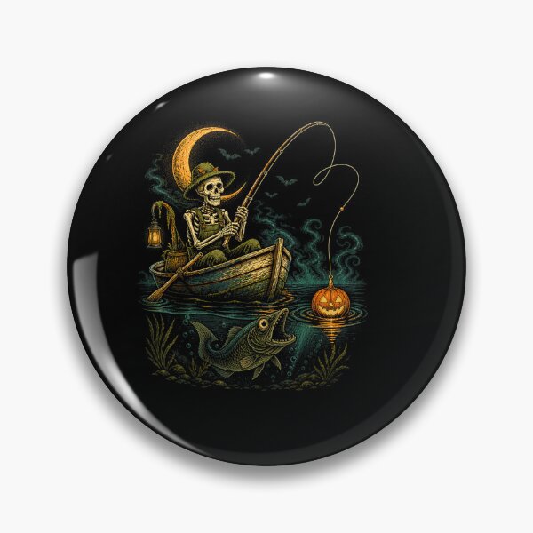 Item preview, Skeleton Angler Spooky Bass Fishing Pumpkin Halloween  designed and sold by PladypooZztrt.