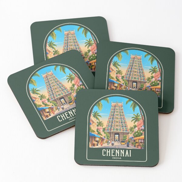 Item preview, Chennai Vintage Travel Illustration designed and sold by HomeLivingCo.