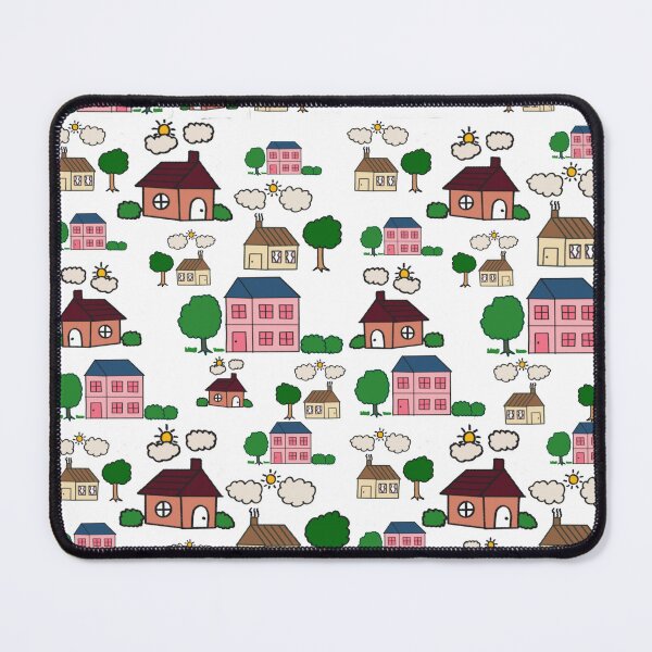 Item preview, Cute Doodle Village Houses and Trees Seamless Pattern designed and sold by Sasitee.