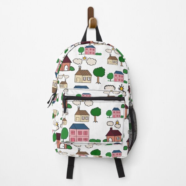 Item preview, Cute Doodle Village Houses and Trees Seamless Pattern designed and sold by Sasitee.