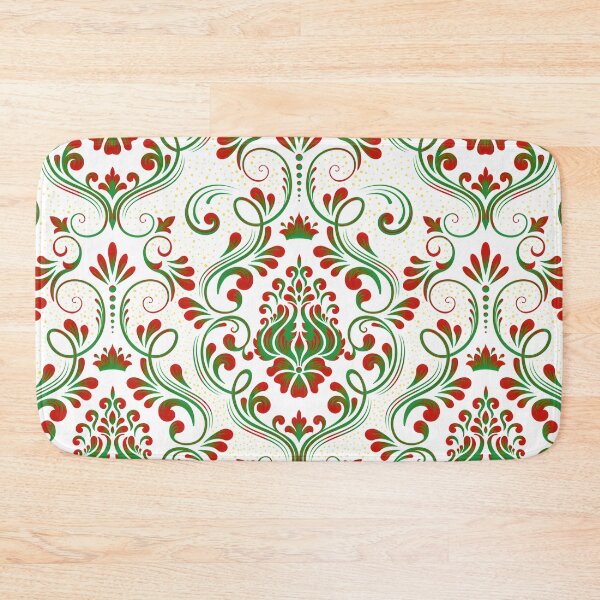 Item preview, Classic Christmas Damask Pattern: Traditional Red & Green Holiday Floral Repeat designed and sold by VibranPalette.