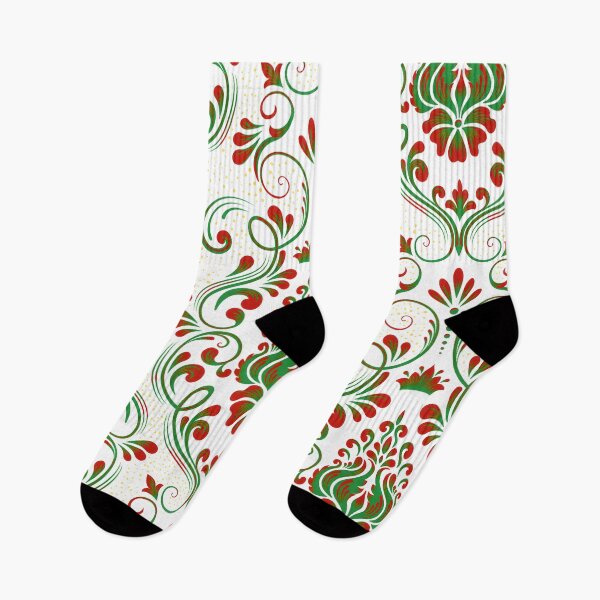 Item preview, Classic Christmas Damask Pattern: Traditional Red & Green Holiday Floral Repeat designed and sold by VibranPalette.