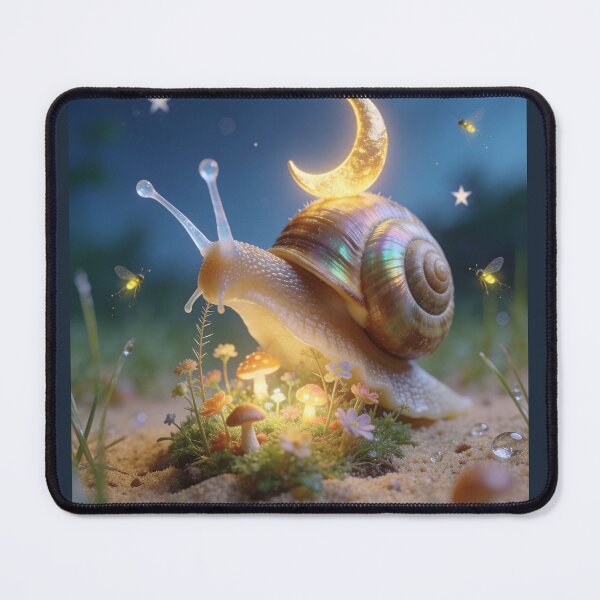 Item preview, Fantasy Snail Carrying Glowing Crescent Moon designed and sold by OksArtStudio.