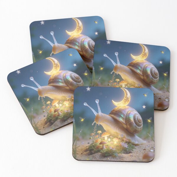 Item preview, Fantasy Snail Carrying Glowing Crescent Moon designed and sold by OksArtStudio.
