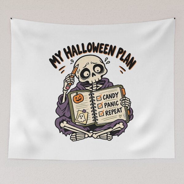 Item preview, My Halloween Plan Funny Skeleton Candy Panic Repeat Pun designed and sold by NatureStyle555.