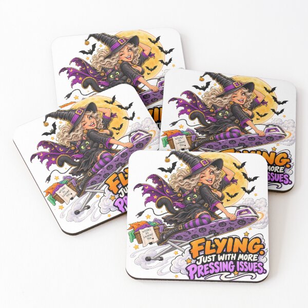 Item preview, Funny Witch Flying on an Ironing Board – Pressing Issues designed and sold by EwelinaBa.