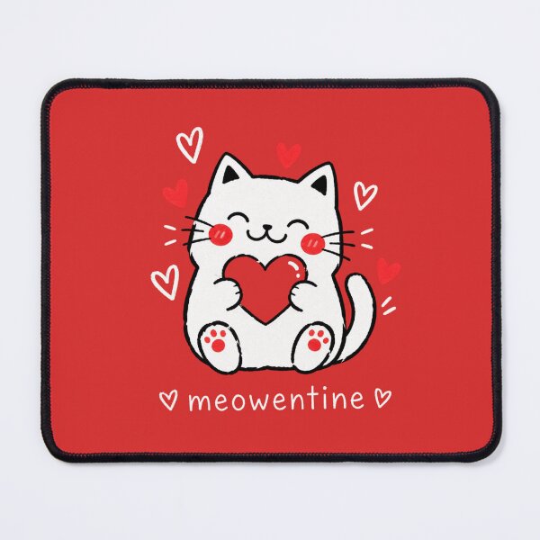 Item preview, Cute Meowentine White Cat with Red Hearts designed and sold by hamadacolonel.