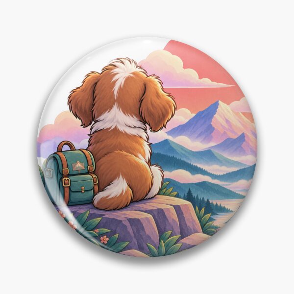 Item preview, Little Dog Mountain Adventure – Cute Hiking Puppy and Scenic Sunset designed and sold by KateVil.