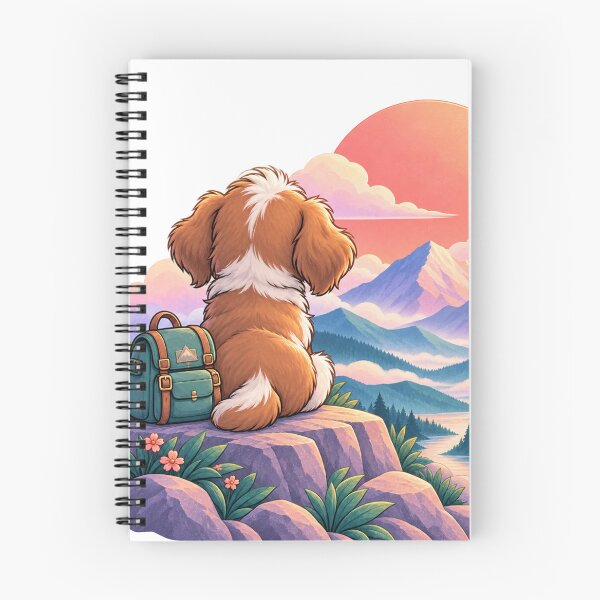 Item preview, Little Dog Mountain Adventure – Cute Hiking Puppy and Scenic Sunset designed and sold by KateVil.