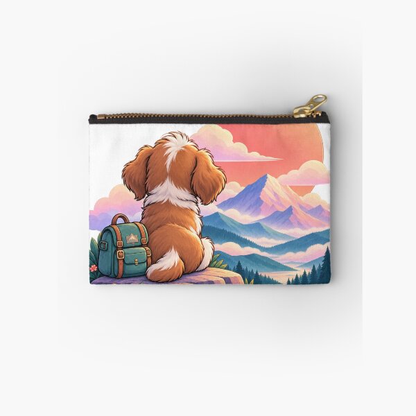 Item preview, Little Dog Mountain Adventure – Cute Hiking Puppy and Scenic Sunset designed and sold by KateVil.