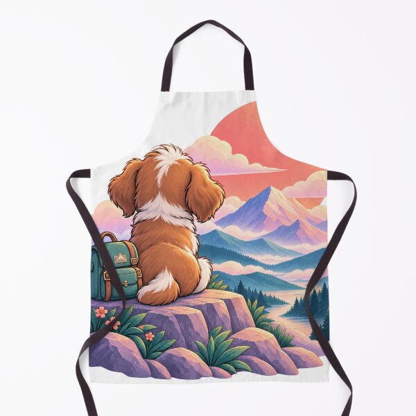 Item preview, Little Dog Mountain Adventure – Cute Hiking Puppy and Scenic Sunset designed and sold by KateVil.