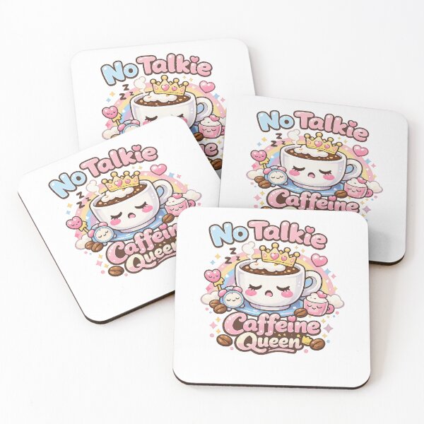 Item preview, No Talkie Caffeine Queen – Cute Kawaii Coffee Cup & Morning Mood Design designed and sold by Sommium .