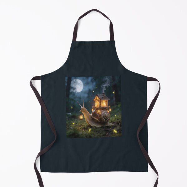 Item preview, Cozy Cabin Snail Carrying Lantern in Night Forest designed and sold by OksArtStudio.