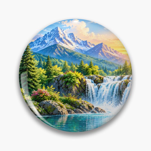 Item preview, Mountain Waterfall Sunrise Landscape designed and sold by LearnFunStore.