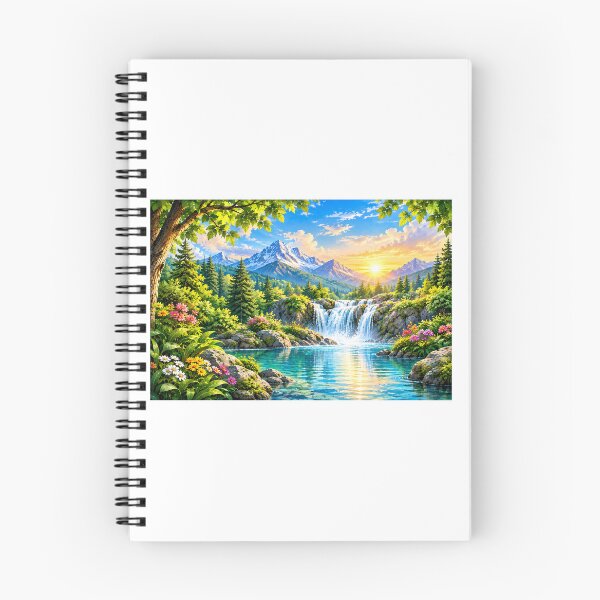 Item preview, Mountain Waterfall Sunrise Landscape designed and sold by LearnFunStore.