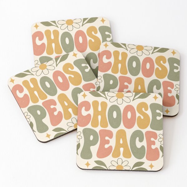 Item preview, Choose Peace Retro Floral Quote designed and sold by Willow Sky.
