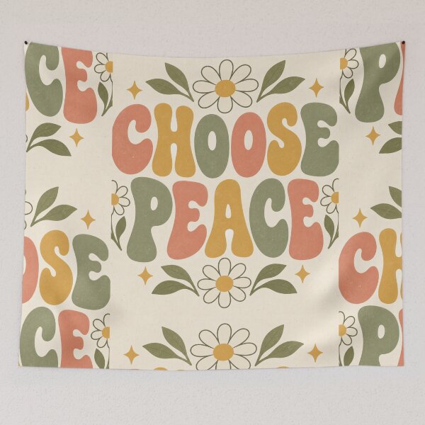 Item preview, Choose Peace Retro Floral Quote designed and sold by Willow Sky.