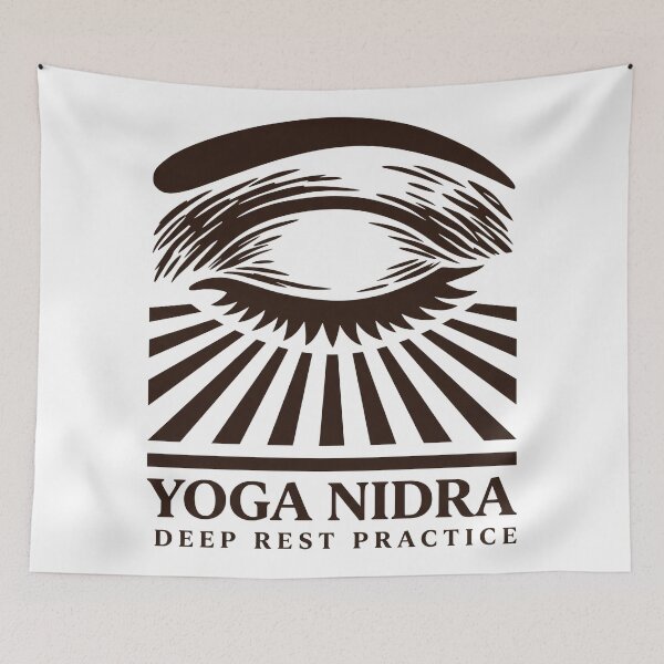 Item preview, Yoga Nidra Symbol Closed Eye Woodcut Meditation Art designed and sold by Osmose-Studio.