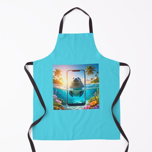 Item preview, Cute Sea Lion Emerging from Smartphone Screen Tropical Beach designed and sold by OksArtStudio.