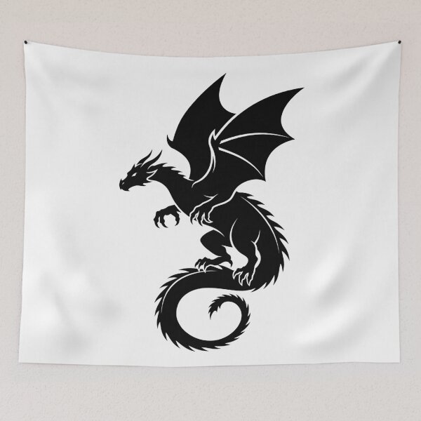Item preview, Minimalist Black Dragon Silhouette - Flat Vector Style Art designed and sold by DragonSerpent Ink.