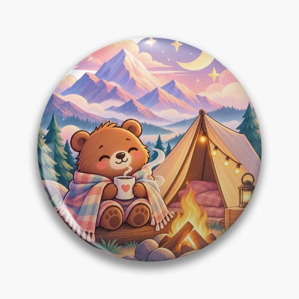 Item preview, Cozy Bear Camping Under the Stars – Cute Mountain Campfire Adventure designed and sold by KateVil.