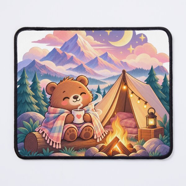 Item preview, Cozy Bear Camping Under the Stars – Cute Mountain Campfire Adventure designed and sold by KateVil.