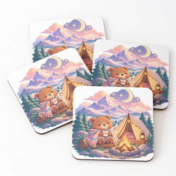 Item preview, Cozy Bear Camping Under the Stars – Cute Mountain Campfire Adventure designed and sold by KateVil.