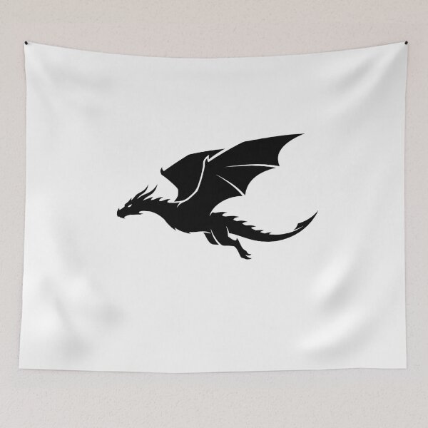 Item preview, Flying Black Dragon Silhouette - Minimalist Wing Spread Art designed and sold by DragonSerpent Ink.