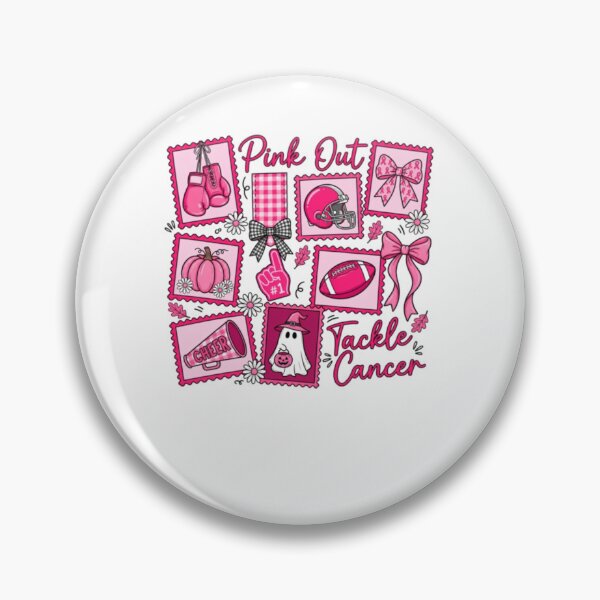 Item preview, Pink Out Tackle Cancer Football Cheer Ghost Pumpkin October designed and sold by AARABwino.