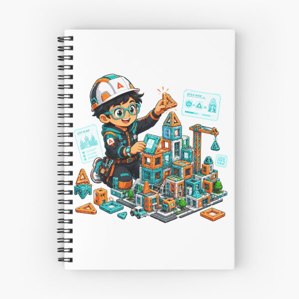 Item preview, Little Architect Building Future City with Magnetic Blocks - Smart Kids Vector Design designed and sold by Nubian Style.