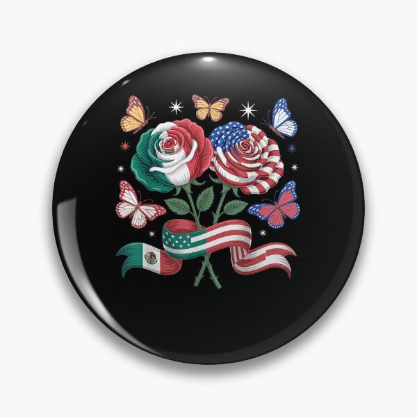 Item preview, Mexican American Flag Rose Butterflies Mexico USA Heritage T-Shirt designed and sold by RutheCraford.