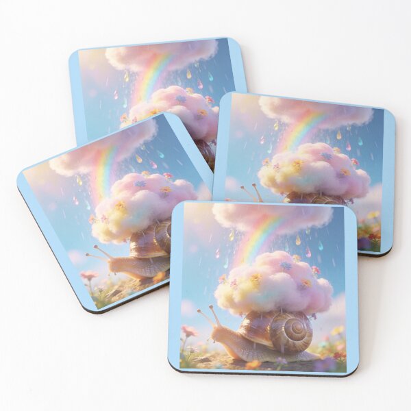 Item preview, Cute Rainbow Cloud Snail with Colorful Raindrops designed and sold by OksArtStudio.
