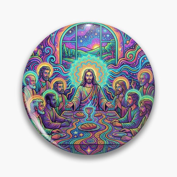 Item preview, Psychedelic Last Supper - Neon Bible Art designed and sold by Lucid Dream Pixel.