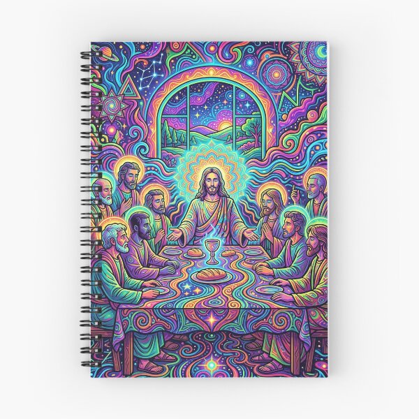Item preview, Psychedelic Last Supper - Neon Bible Art designed and sold by Lucid Dream Pixel.
