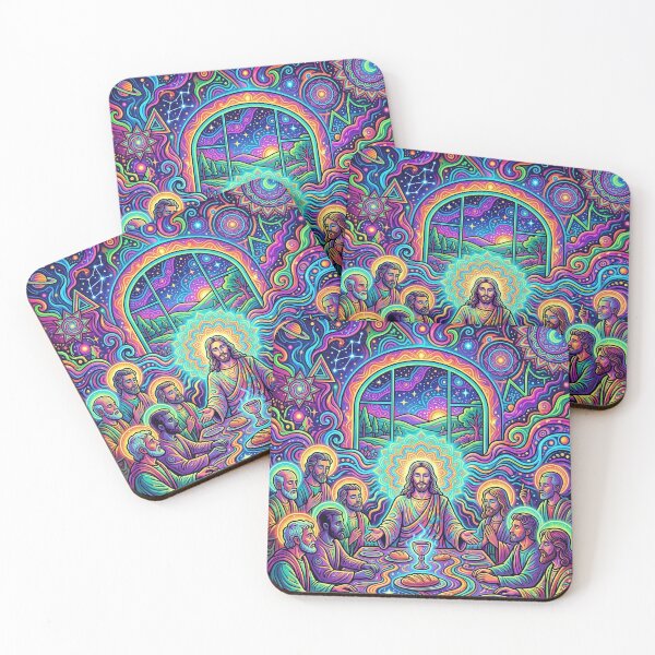 Item preview, Psychedelic Last Supper - Neon Bible Art designed and sold by Lucid Dream Pixel.