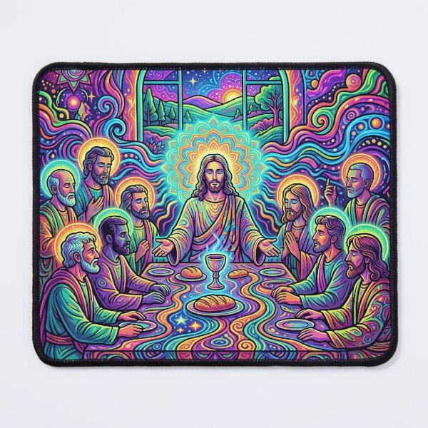 Item preview, Psychedelic Last Supper - Neon Bible Art designed and sold by Lucid Dream Pixel.