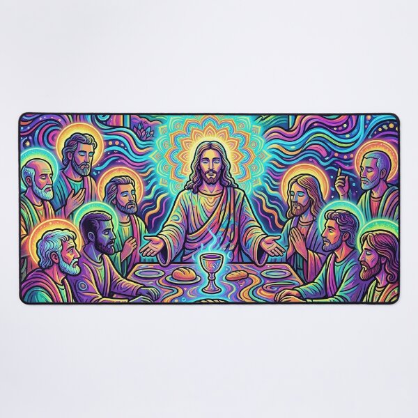 Item preview, Psychedelic Last Supper - Neon Bible Art designed and sold by Lucid Dream Pixel.